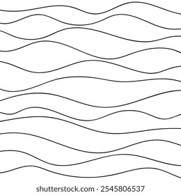 Fundo de vetor abstrato ondulado de linha fina. Onda curva. Modelo gráfico listrado de arte de linha. Ilustração vetorial.