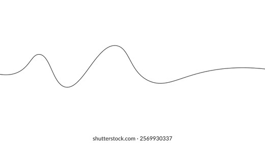Thin line wavy abstract vector background. Curve wave seamless pattern. Line art striped graphic template.