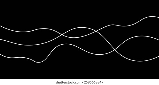 Thin line wavy abstract vector background. Curve wave seamless pattern. Line art striped graphic template. eps 10