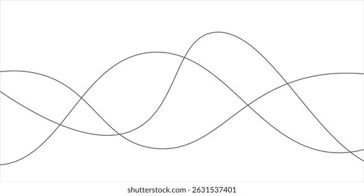 Thin line wavy abstract vector background. Curve wave seamless pattern. Line art striped graphic template. Vector illustration.