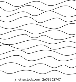 Thin line wavy abstract vector background. Curve wave. Line art striped graphic template. Vector illustration.