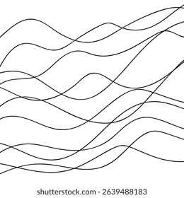 Thin line wavy abstract vector background. Curve wave. Line art striped graphic template. Vector illustration.