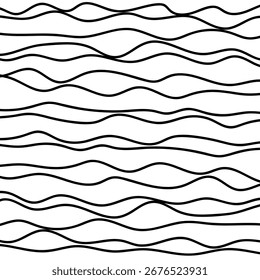 Fundo de vetor abstrato ondulado de linha fina. Onda curva. Modelo gráfico listrado de arte de linha. Ilustração vetorial.