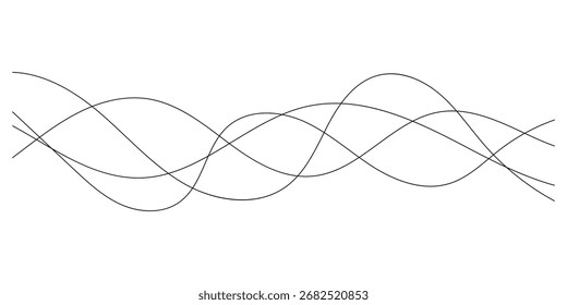 Fondo de Vector abstracto ondulado de línea fina. Patrón de onda curva sin fisuras. Arte de línea rayado Plantilla gráfica. Ilustración vectorial