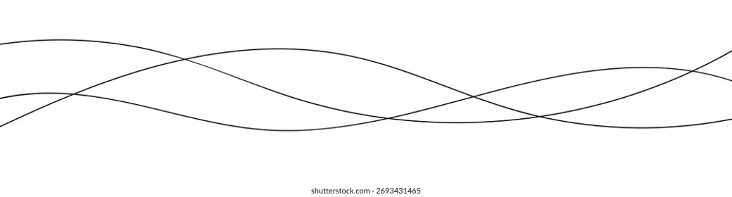 Thin line wavy abstract vector background. Curve wave seamless pattern, curvy long squiggles line. Thin curved wavy lines. Line art striped graphic template. Vector illustration