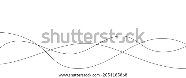 Thin line wavy abstract vector background.\
Curve wave seamless pattern. Line art striped graphic template.\
Vector illustration.