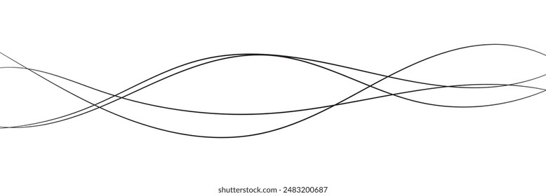 Thin line wavy background. Abstract black lines wave curve motion on white background vector. EPS 10.