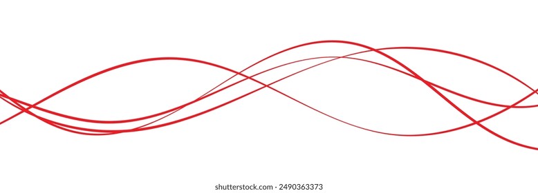 Thin line wavy background. Abstract black lines wave curve motion on white background vector. Red abstract wave thin curved lines graphic for design, coloring abstract thin wave.