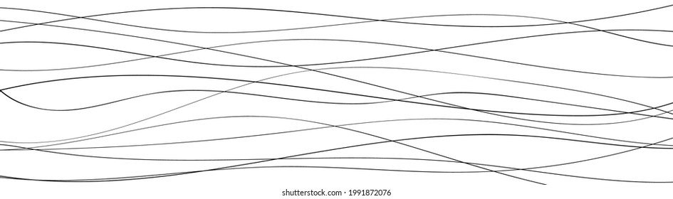 Thin line wavy background. Vector illustration. Hand drawn.