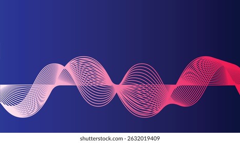 Thin line wavy background vector.