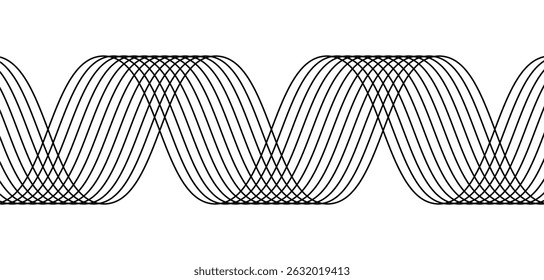 Thin line wavy background vector.