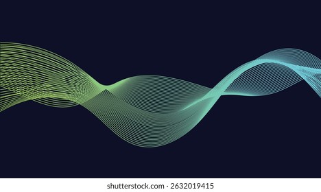 Thin line wavy background vector.