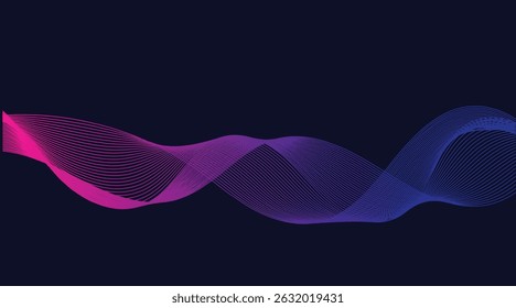 Thin line wavy background vector.