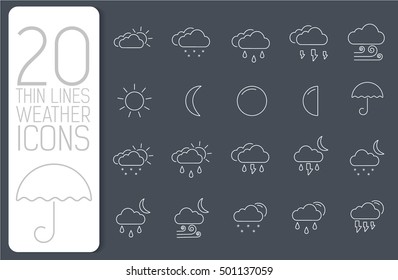 thin line weather set icons concept. Vector illustration design