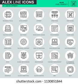 Thin line web design and development icons set for website and mobile site and apps. Contains such Icons as Software, Programming, Sync. 48x48 Pixel Perfect. Editable Stroke. Vector illustration.