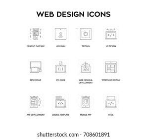 Thin line web design icons set