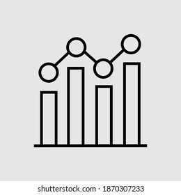Thin line web icon - money, finance, payments. Sign of indicators in time, indicators money, indicators of finance, indicators of payments. Indicator graph sign. Sales dynamics sign.