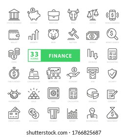 Thin line web icon set - money, finance, payments