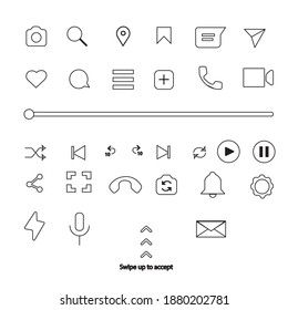 Thin line web icon set. Various icon set. Flat icon design.