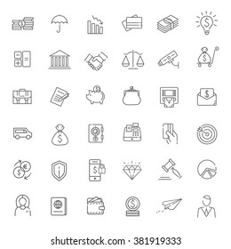 Thin line web icon set - money, finance, payments