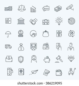 Thin line web icon set - money, finance, payments