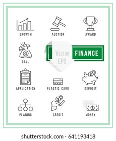 Thin line web icon set - money, finance, payments 