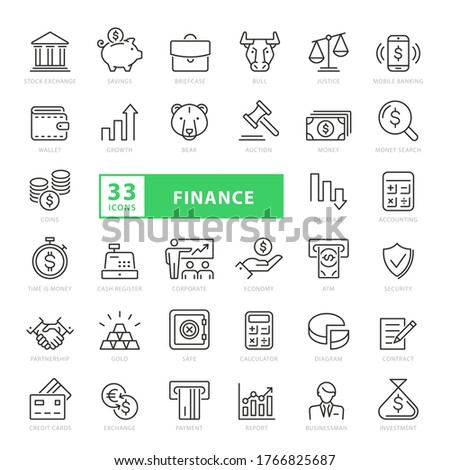 Thin line web icon set - money, finance, payments