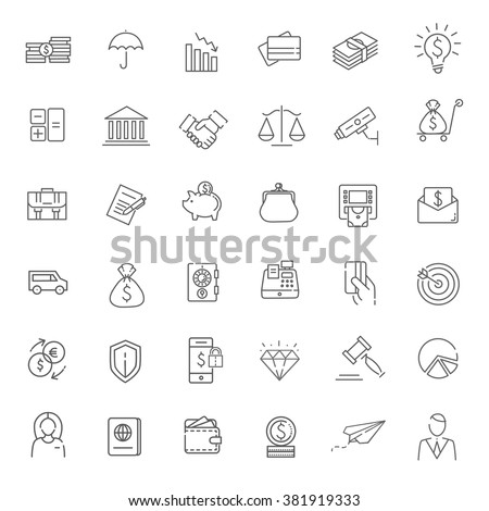 Thin line web icon set - money, finance, payments