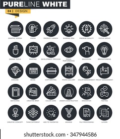 Thin line web icons collection for graphic design, creative thinking, art and media, design process.