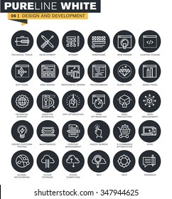 Thin Line Web Icons Collection For Website Design And Development, Seo, Cloud Computing, Data Management.