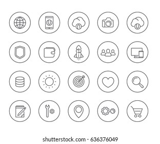 Thin line web icons on white