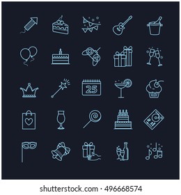 Thin line web icons - party, birthday, holidays for your design