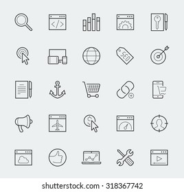 Thin line web icons set - Search Engine Optimization or SEO