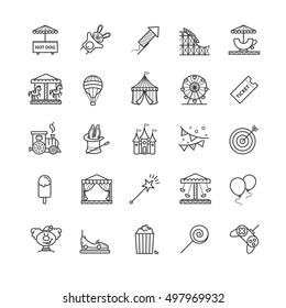 Thin line web icons set - amusement park for your design