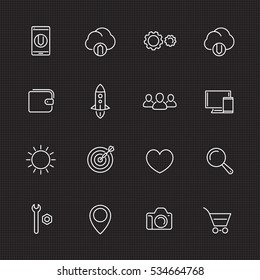 Thin line web icons set for websites and apps, vector illustration