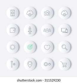 Thin line web round modern icons, vector illustration, eps10, easy to edit