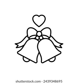 Thin Line Wedding Bells vector icon