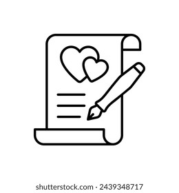 Thin Line Wedding Contract vector icon