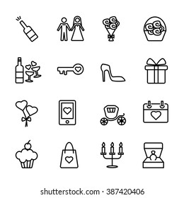thin line wedding icon set 3, vector eps10
