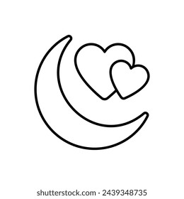 Thin Line Wedding Night vector icon