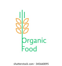 thin line wheat ears like organic food logo. concept of straw, hard wheat, pasta, visual identity, grow. isolated on white background. flat linear style trend modern brand design vector illustration