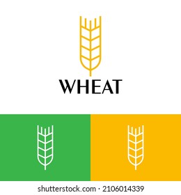 Thin line wheat logo vector design concept. Agriculture grain farm logomark illustration. Can representing health, bread, cereal, organic, plant, vegan, food, harvest.