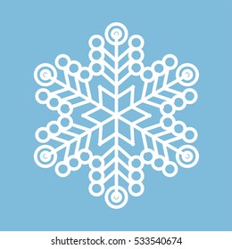 Juego de vectores de icono de fondo azul con copo de nieve blanco de línea delgada