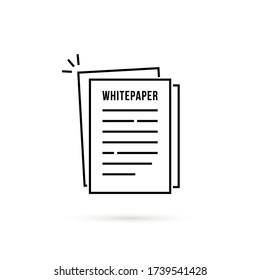 Thin Line Whitepaper Minimal Icon. Concept Of Initial Offering Or Smart Contract Button. Stroke Style Trend Invest Ico Doc Logotype Graphic Lineart Art Design Element Isolated On White Background