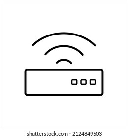 thin line wi-fi router icon on white background, without antena
