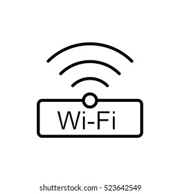 thin line wi-fi, wireless icon on white background