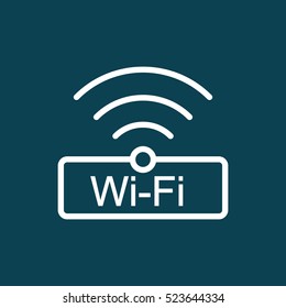 thin line wi-fi, wireless icon on blue background