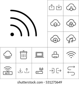 thin line wi-fi, wireless icon on white background, web internet icons set