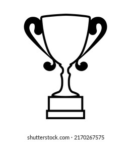 Ligera copa ganadora. Icono de copa de trofeo. Trofeo aislado de fondo blanco. Recompensa ganadora. Icono de la copa de victoria. Concepto de logro con copa trofeo al estilo doodle
