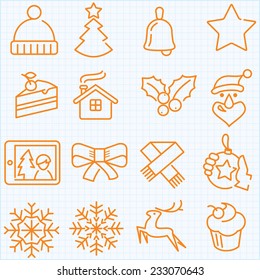 Thin line winter and Christmas time icons set for web design, applications and infographics